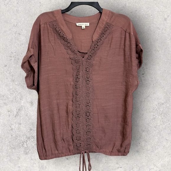 Parallel Skies Wrinkled Style Mauve Blouse Size L - Picture 3 of 4